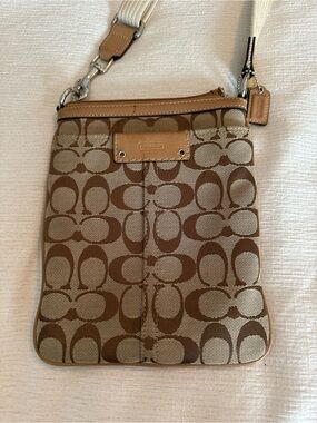Coach Tan and Brown Signature Crossbody Bag